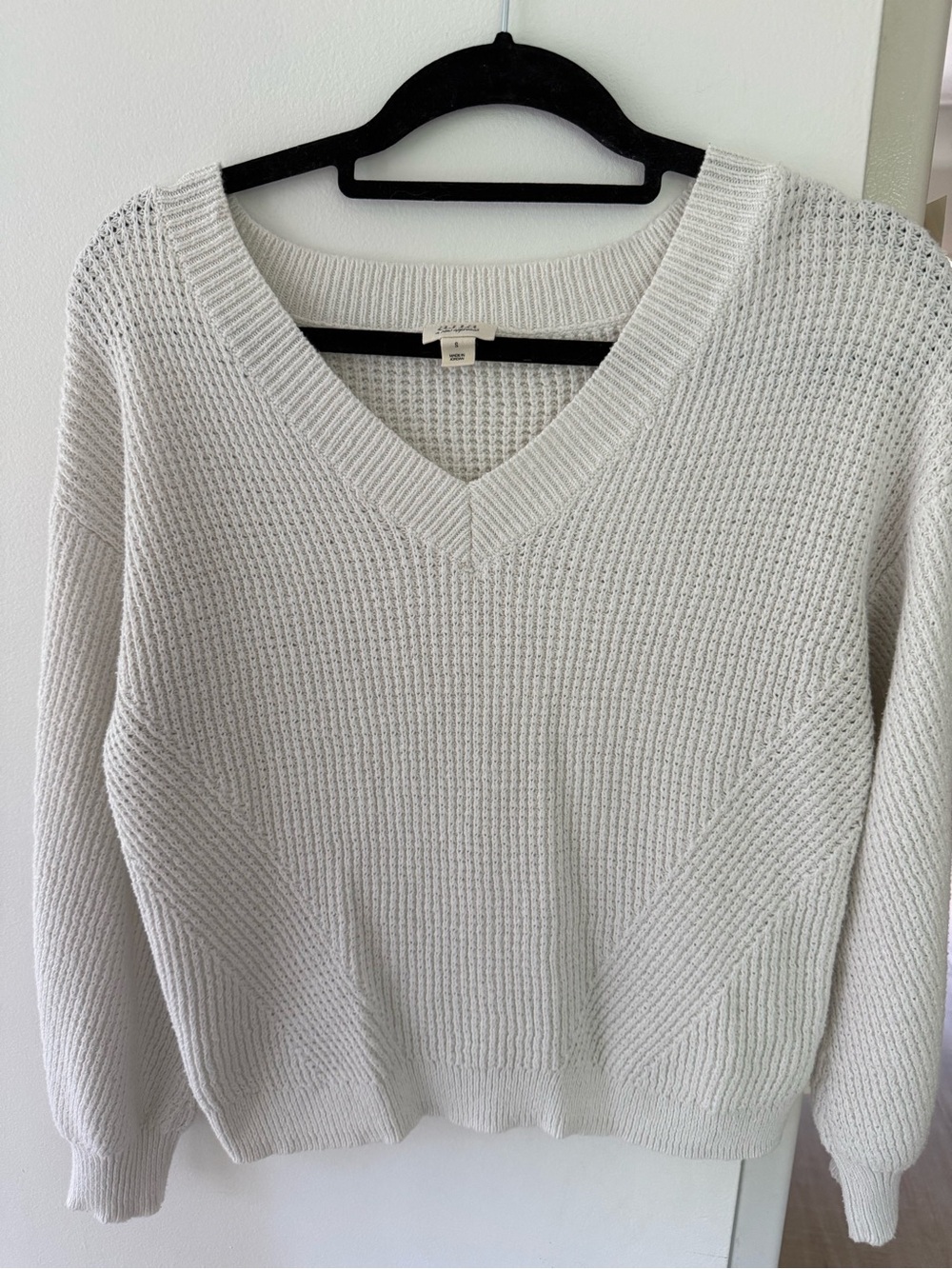 a.n.a Cream V-Neck Knit Sweater